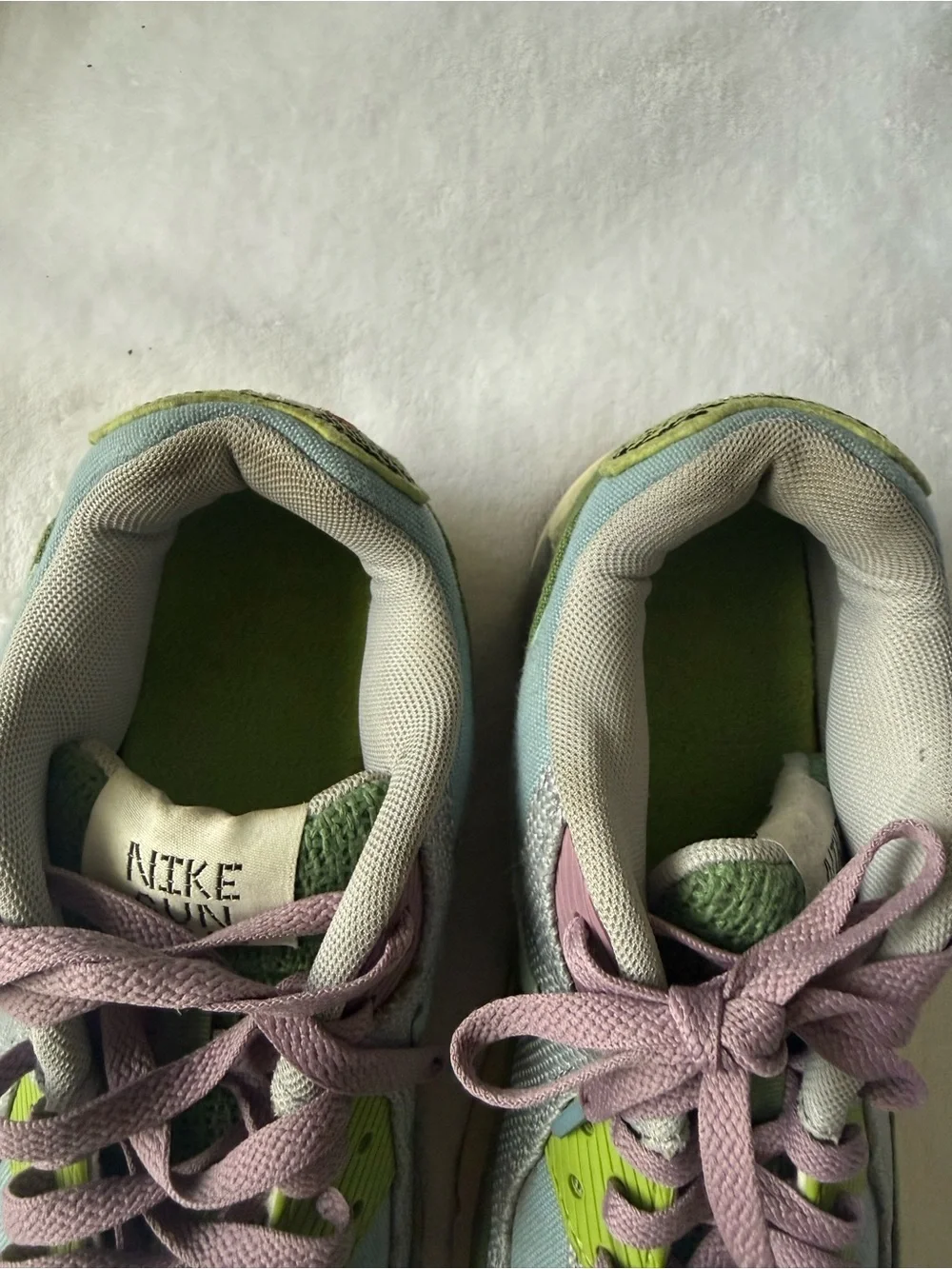 Nike Light Blue and Lavender Low-Top Sneakers with Lime Accents